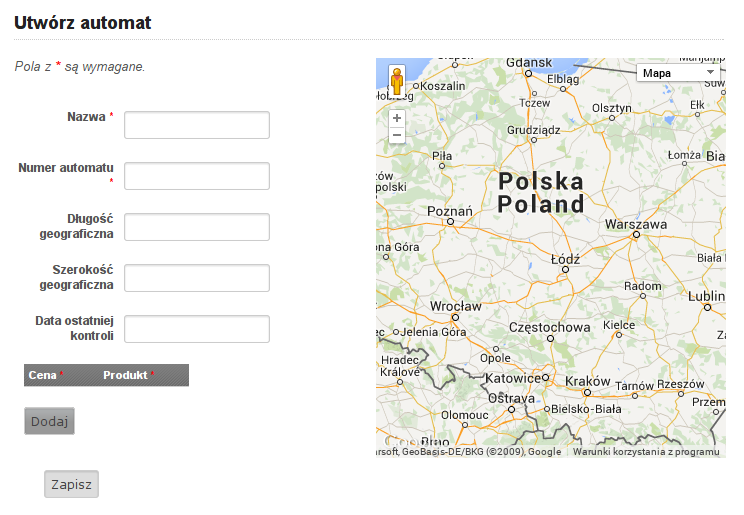 4.1 Dodawanie automatów Aby dodać automat należy z pola Operacje wybrać Utwórz