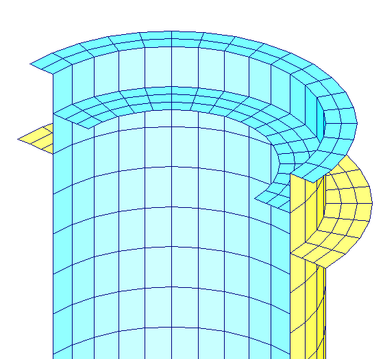 Modelowanie obiektów przestrzennych C4.3.7. Opcja Pierścień Opcja Pierścień pozwala dodać do modelu, w którym moŝna wybrać węzły na łuku, pierścień zewnętrzny lub wewnętrzny.