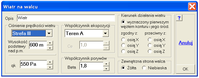 ABC 6.2 Obiekt3D W oknie Strona powłoki naleŝy wybrać obciąŝoną stronę elementów. Dla ułatwienia operuje się kolorami przyporządkowanymi do stron elementów.