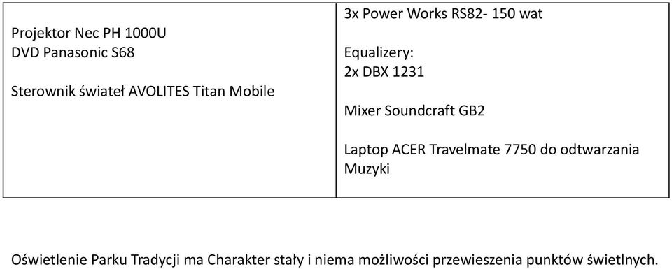 GB2 Laptop ACER Travelmate 7750 do odtwarzania Muzyki Oświetlenie Parku