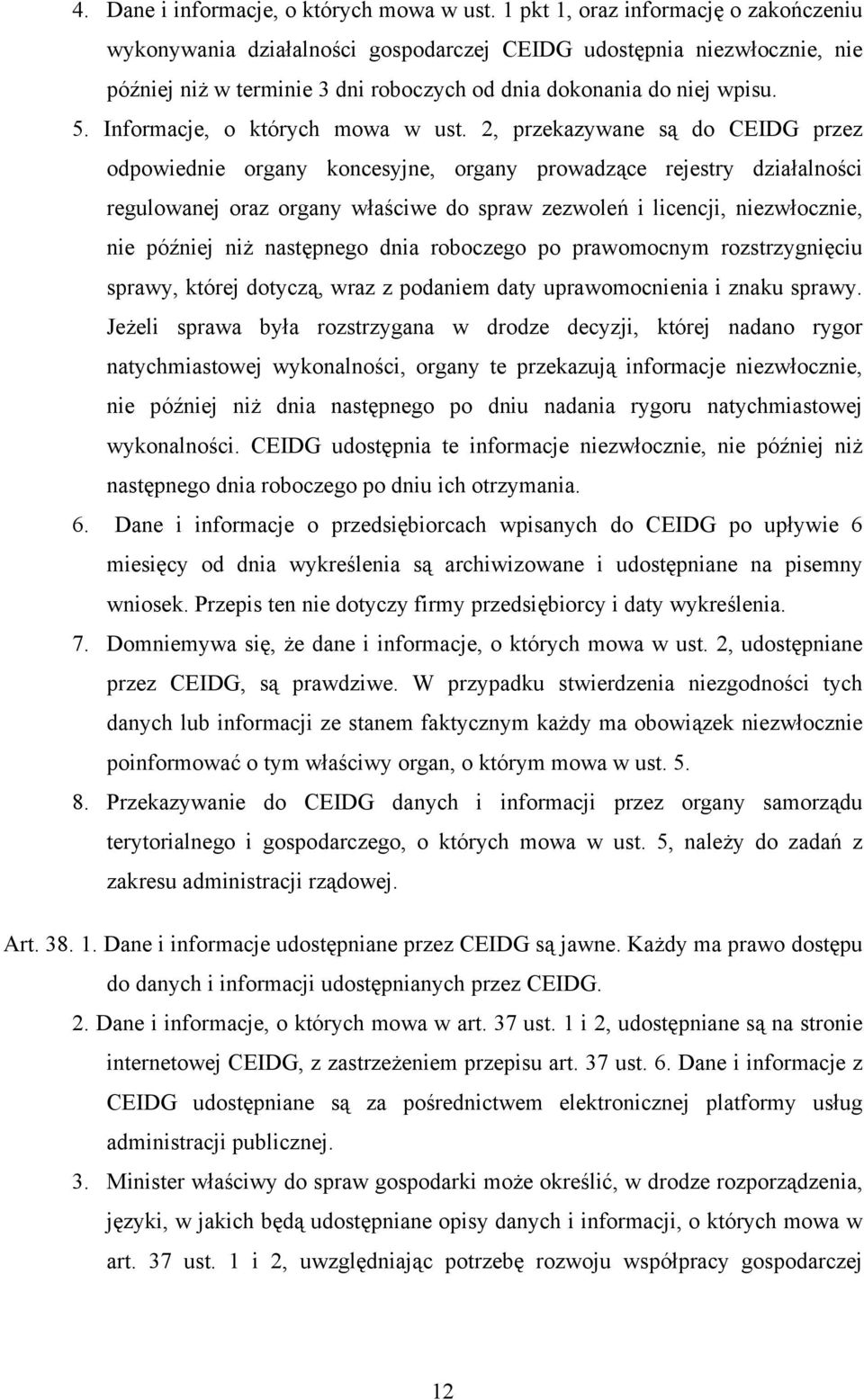 Informacje, o których mowa w ust.