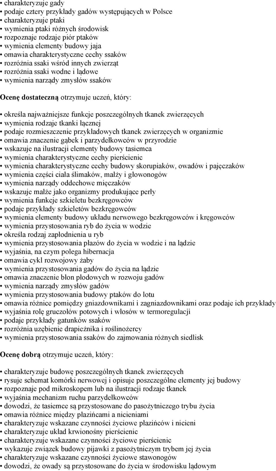 funkcje poszczególnych tkanek zwierzęcych wymienia rodzaje tkanki łącznej podaje rozmieszczenie przykładowych tkanek zwierzęcych w organizmie omawia znaczenie gąbek i parzydełkowców w przyrodzie