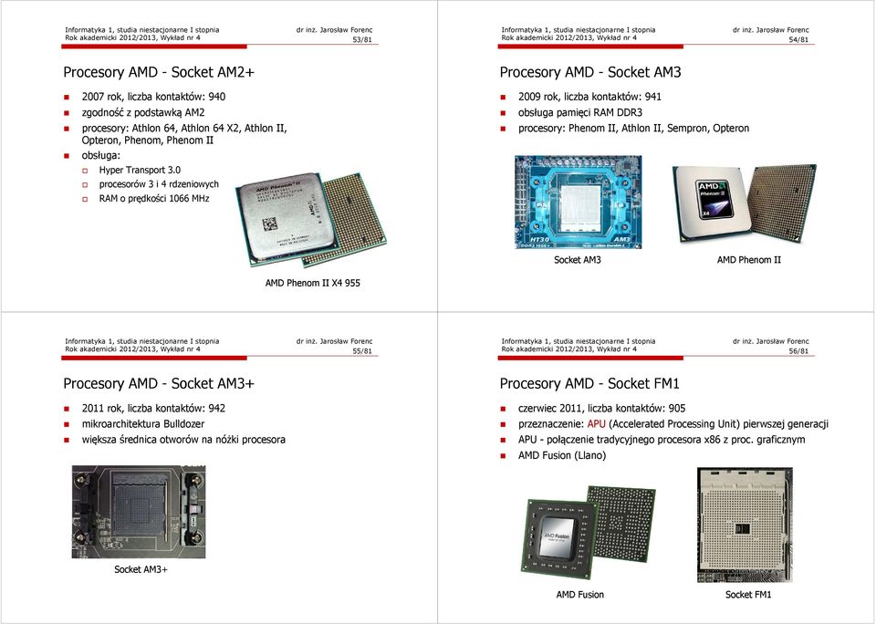 0 procesorów 3 i 4 rdzeniowych RAM o prędkości 1066 MHz Procesory AMD - Socket AM3 2009 rok, liczba kontaktów: 941 obsługa pamięci RAM DDR3 procesory: Phenom II, Athlon II, Sempron, Opteron Socket