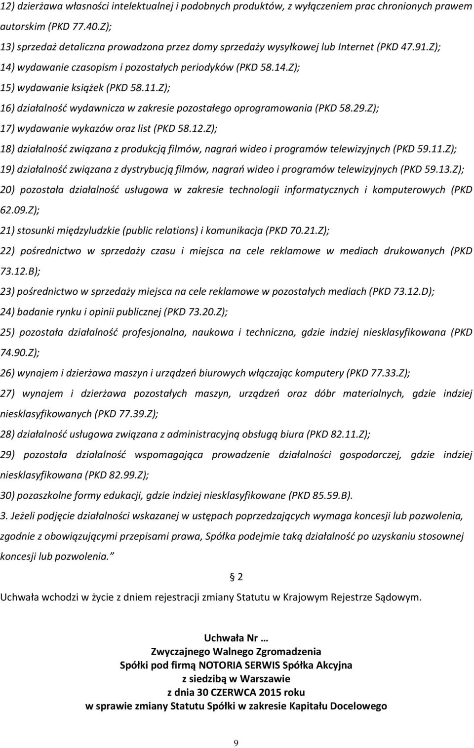 Z); 16) działalność wydawnicza w zakresie pozostałego oprogramowania (PKD 58.29.Z); 17) wydawanie wykazów oraz list (PKD 58.12.