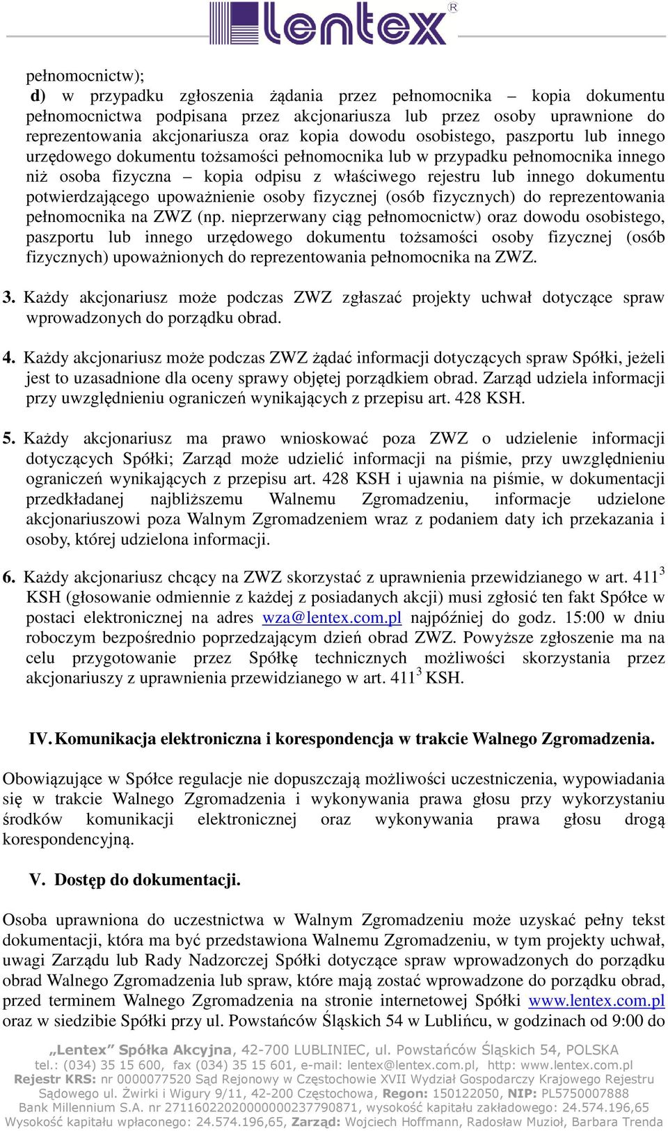 dokumentu potwierdzającego upoważnienie osoby fizycznej (osób fizycznych) do reprezentowania pełnomocnika na ZWZ (np.