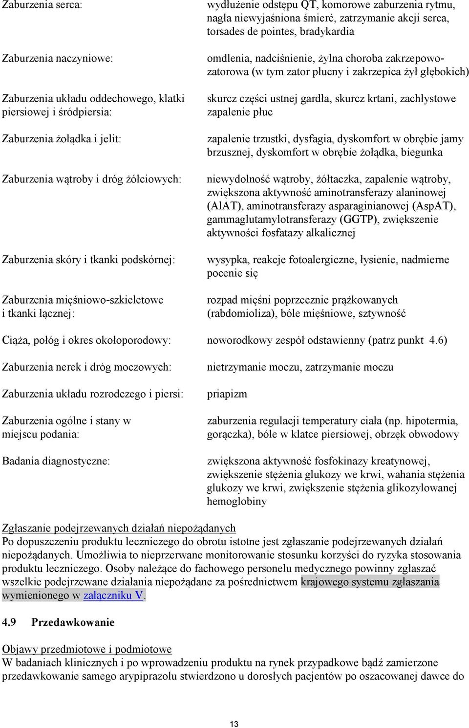 omdlenia, nadciśnienie, żylna choroba zakrzepowozatorowa (w tym zator płucny i zakrzepica żył głębokich) skurcz części ustnej gardła, skurcz krtani, zachłystowe zapalenie płuc zapalenie trzustki,