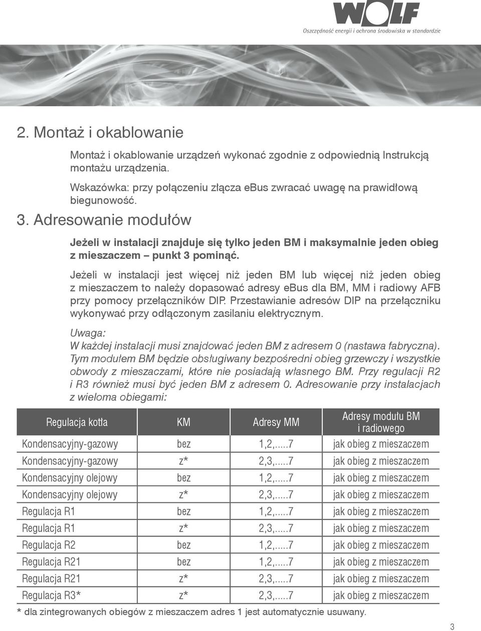 Adresowanie modułów Jeżeli w instalacji znajduje się tylko jeden BM i maksymalnie jeden obieg z mieszaczem punkt 3 pominąć.
