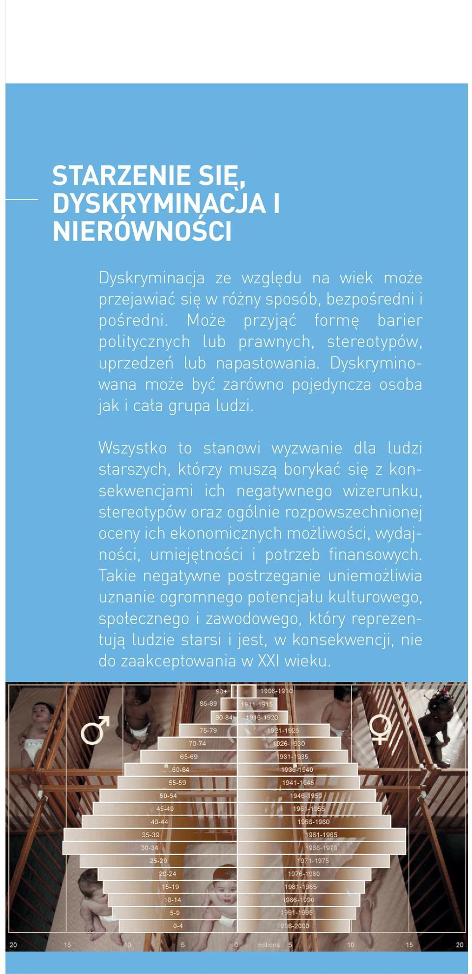 Wszystko to stanowi wyzwanie dla ludzi starszych, którzy muszą borykać się z konsekwencjami ich negatywnego wizerunku, stereotypów oraz ogólnie rozpowszechnionej oceny ich ekonomicznych