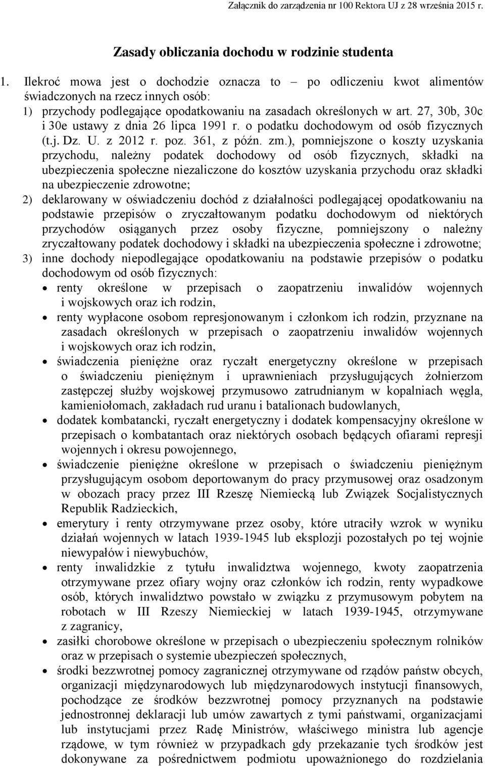 27, 30b, 30c i 30e ustawy z dnia 26 lipca 1991 r. o podatku dochodowym od osób fizycznych (t.j. Dz. U. z 2012 r. poz. 361, z późn. zm.