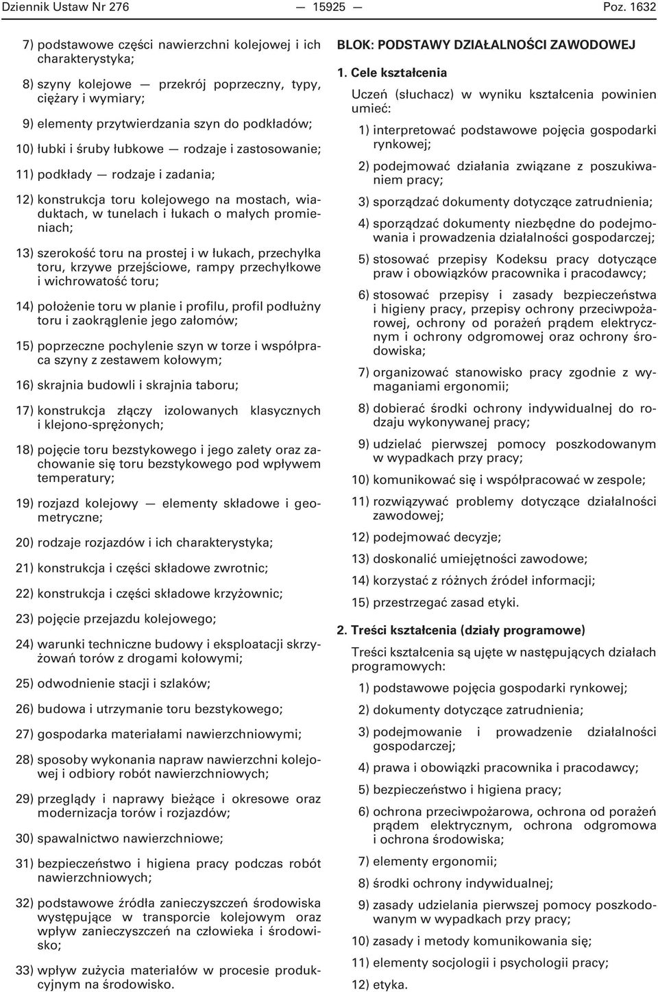 łubkowe rodzaje i zastosowanie; 11) podkłady rodzaje i zadania; 12) konstrukcja toru kolejowego na mostach, wiaduktach, w tunelach i łukach o małych promieniach; 13) szerokość toru na prostej i w