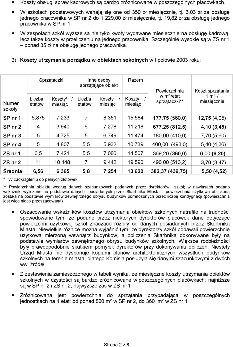 W zespołach szkół wyższe są nie tyko kwoty wydawane miesięcznie na obsługę kadrową, lecz także koszty w przeliczeniu na jednego pracownika.