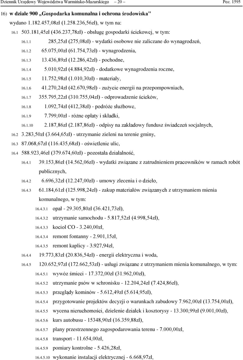 286,42zł) - pochodne, 16.1.4 5.010,92zł (4.884,92zł) - dodatkowe wynagrodzenia roczne, 16.1.5 11.752,98zł (1.010,30zł) - materiały, 16.1.6 41.270,24zł (42.