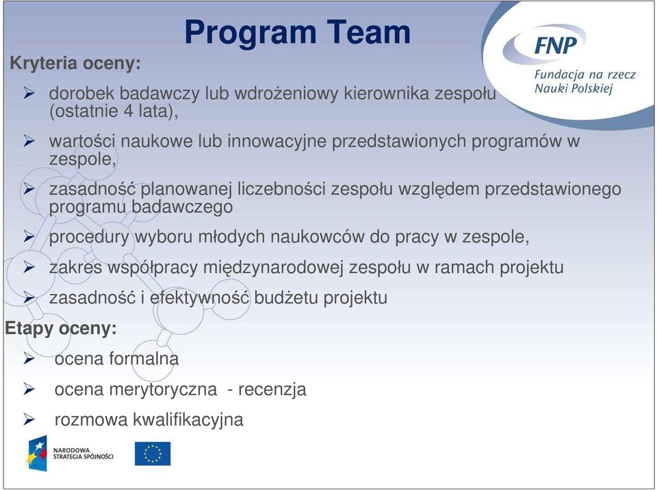 badawczego procedury wyboru młodych naukowców do pracy w zespole, zakres współpracy międzynarodowej zespołu w ramach