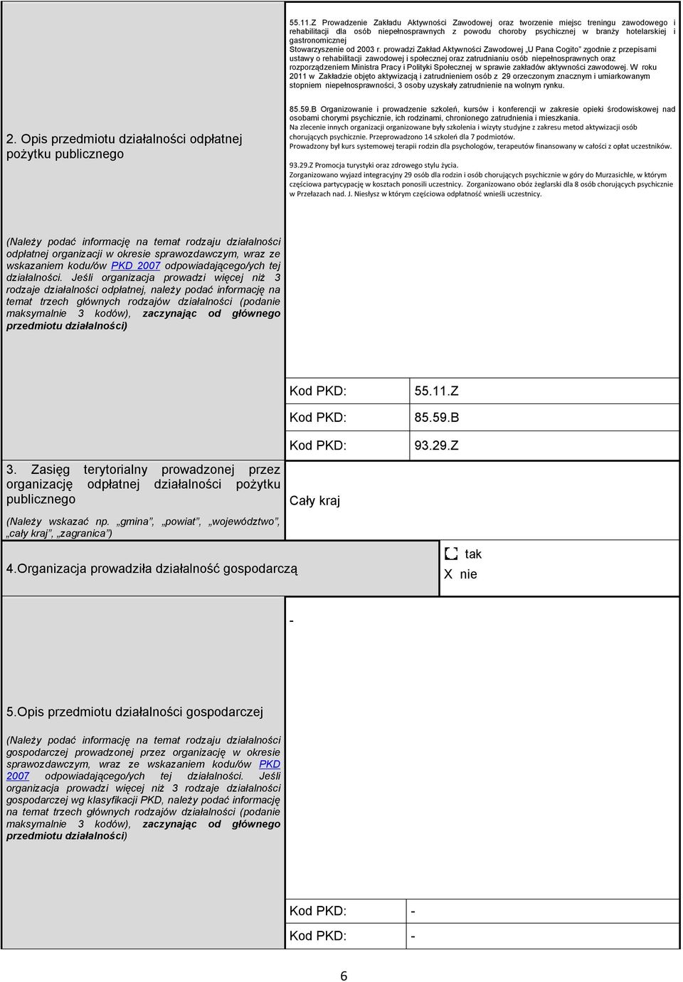 proadzi Zakład Aktyności Zaodoej U Pana Cogito zgod z przepisami ustay o rehabilitacji zaodoej i społecznej oraz zatrudnianiu osób pełnospranych oraz rozporządzem Ministra Pracy i Polityki Społecznej