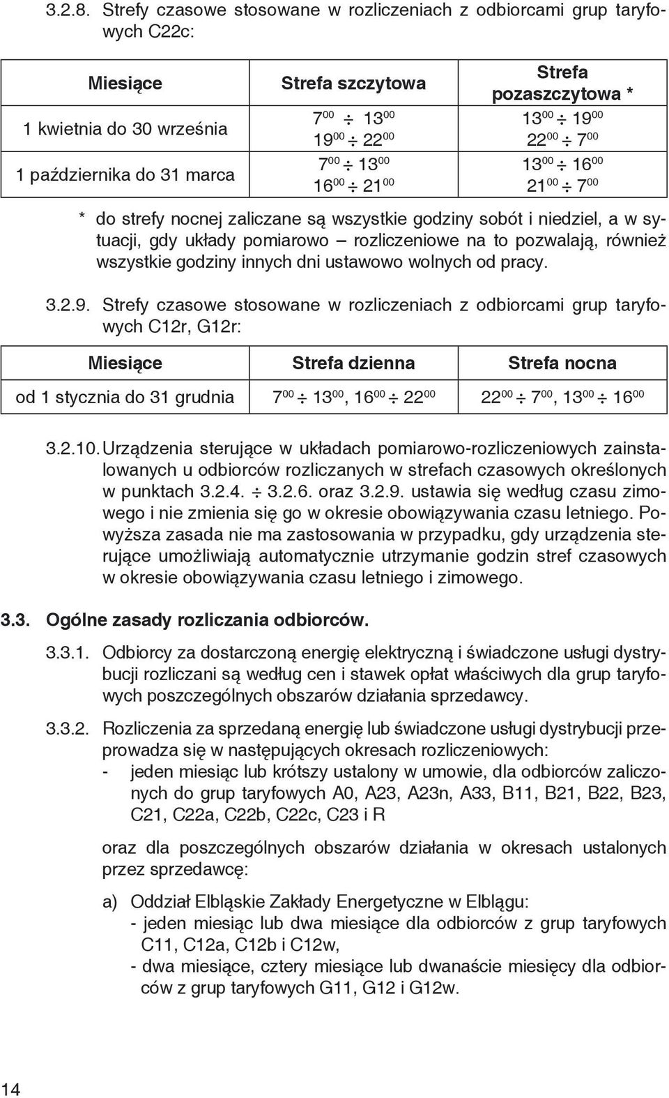 00 19 00 22 00 22 00 7 00 7 00 13 00 13 00 16 00 16 00 21 00 21 00 7 00 * do strefy nocnej zaliczane są wszystkie godziny sobót i niedziel, a w sytuacji, gdy układy pomiarowo rozliczeniowe na to