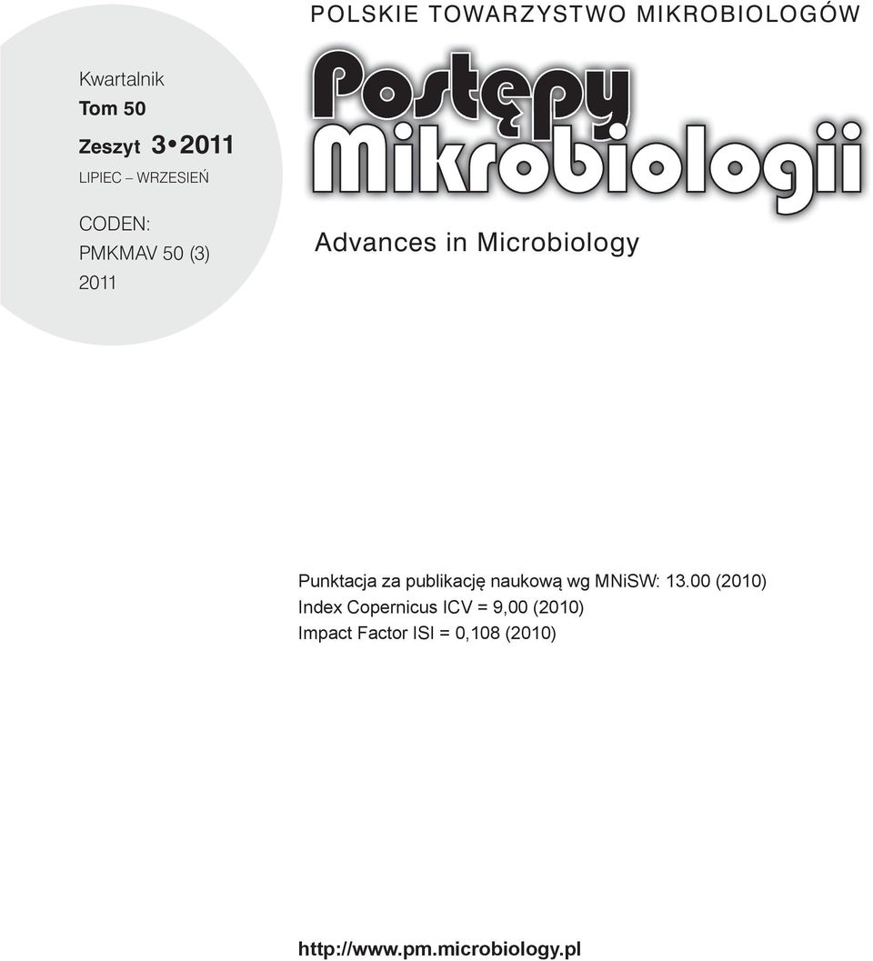 PAèDZIERNIK GRUDZIE CODEN: PMKMAV 50 (4) 2011 Punktacja za publikację naukową wg MNiSW: 13.