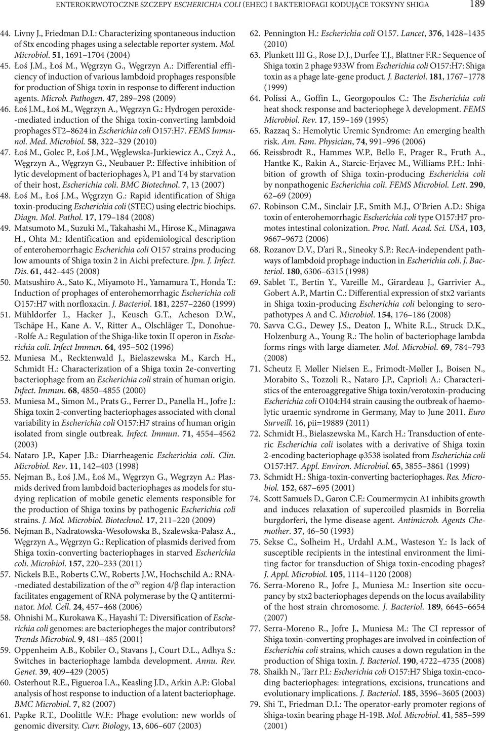 : Differential efficiency of induction of various lambdoid prophages responsible for production of Shiga toxin in response to different induction agents. Microb. Pathogen. 47, 289 298 (2009) 46.