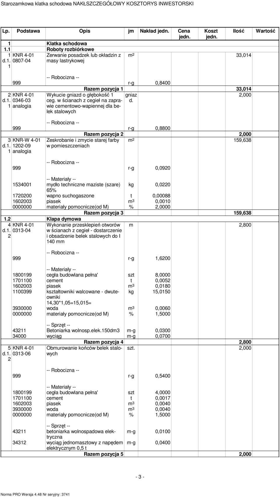 ceg. w ścianach z cegieł na zaprawie cementowo-wapiennej dla belek stalowych 999 r-g 0,8800 KNR-W -01 