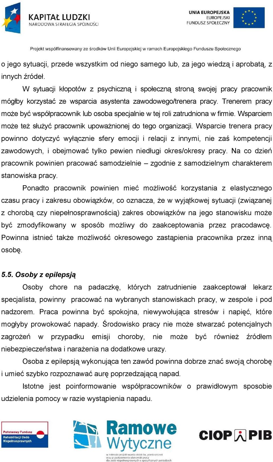 Trenerem pracy może być współpracownik lub osoba specjalnie w tej roli zatrudniona w firmie. Wsparciem może też służyć pracownik upoważnionej do tego organizacji.