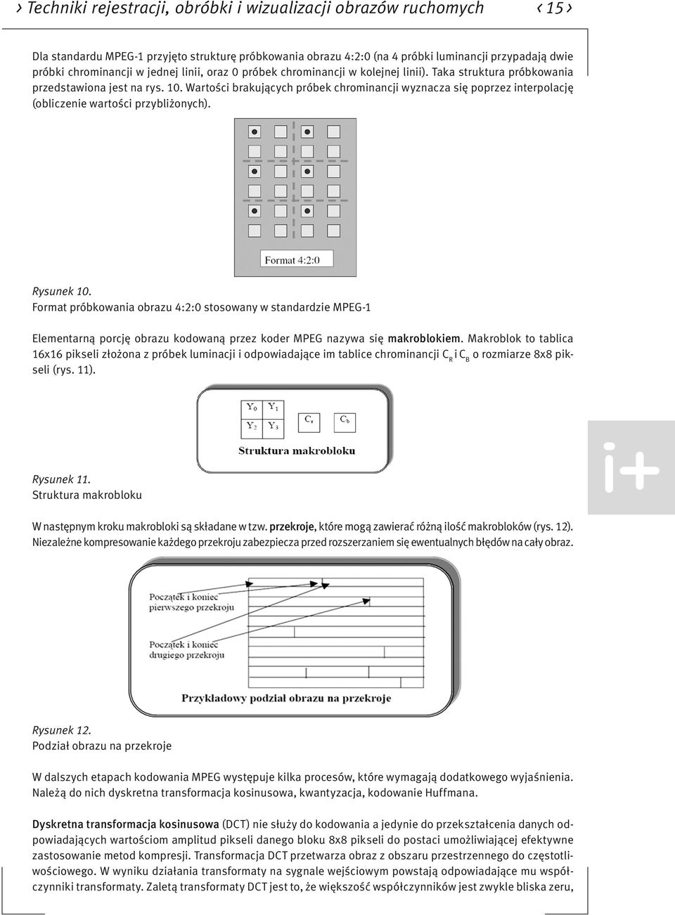 Wartości brakujących próbek chrominancji wyznacza się poprzez interpolację (obliczenie wartości przybliżonych). Rysunek 10.