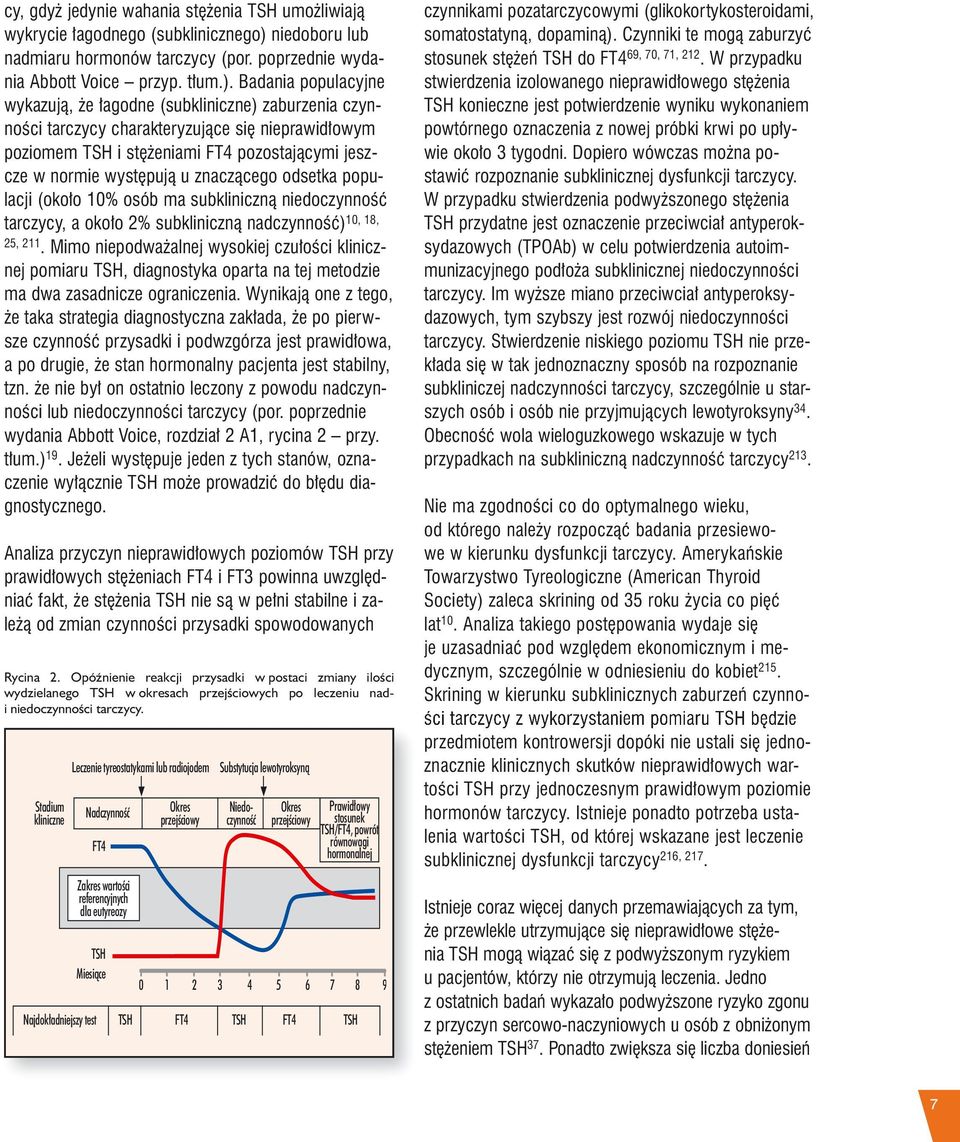 Badania populacyjne wykazują, że łagodne (subkliniczne) zaburzenia czynności tarczycy charakteryzujące się nieprawidłowym poziomem TSH i stężeniami FT4 pozostającymi jeszcze w normie występują u