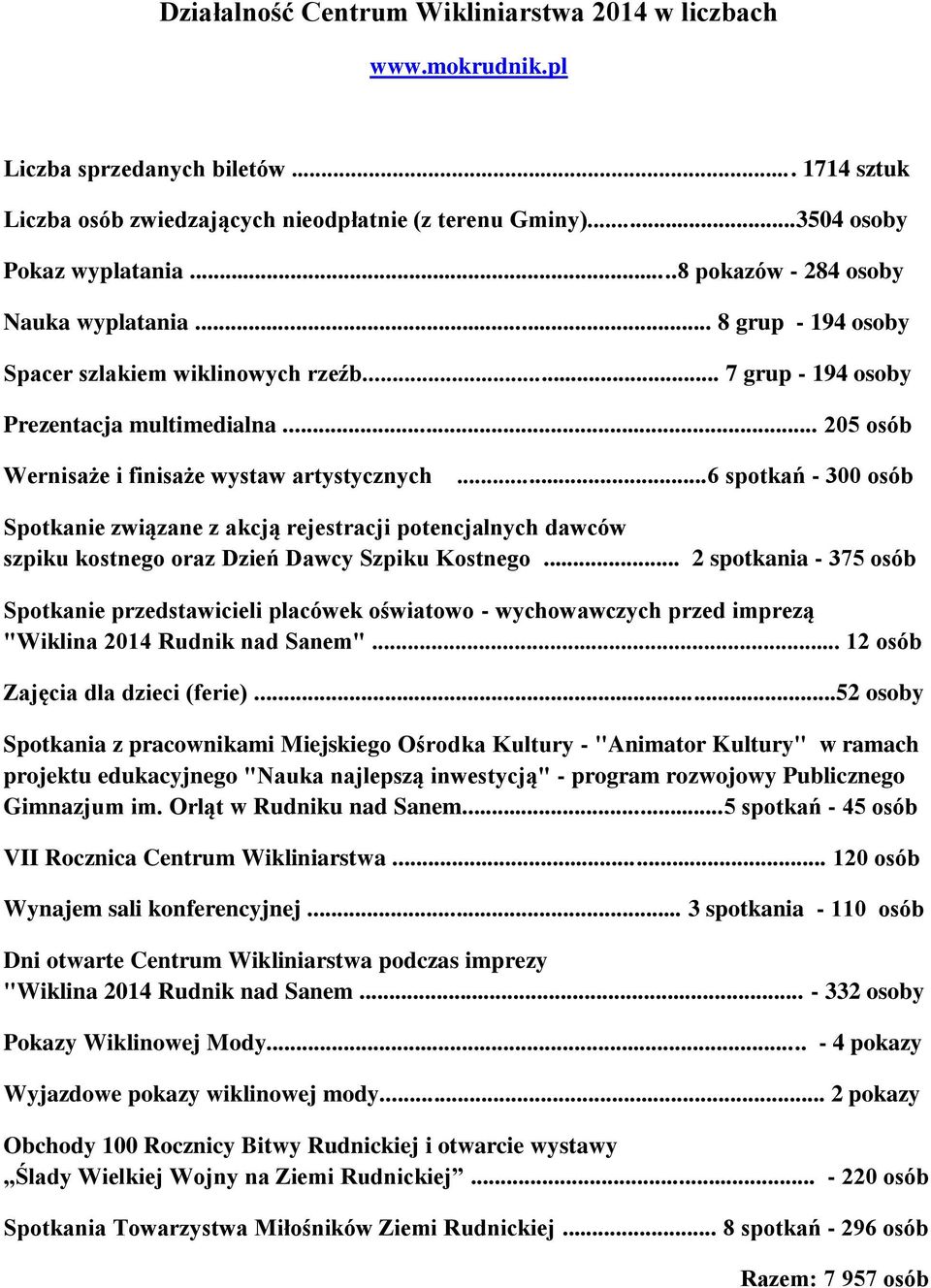 ..6 spotkań - 300 osób Spotkanie związane z akcją rejestracji potencjalnych dawców szpiku kostnego oraz Dzień Dawcy Szpiku Kostnego.