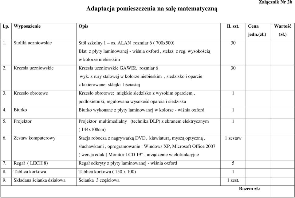 Krzesło obrotowe Krzesło obrotowe: miękkie siedzisko z wysokim oparciem, podłokietniki, regulowana wysokość oparcia i siedziska 4.