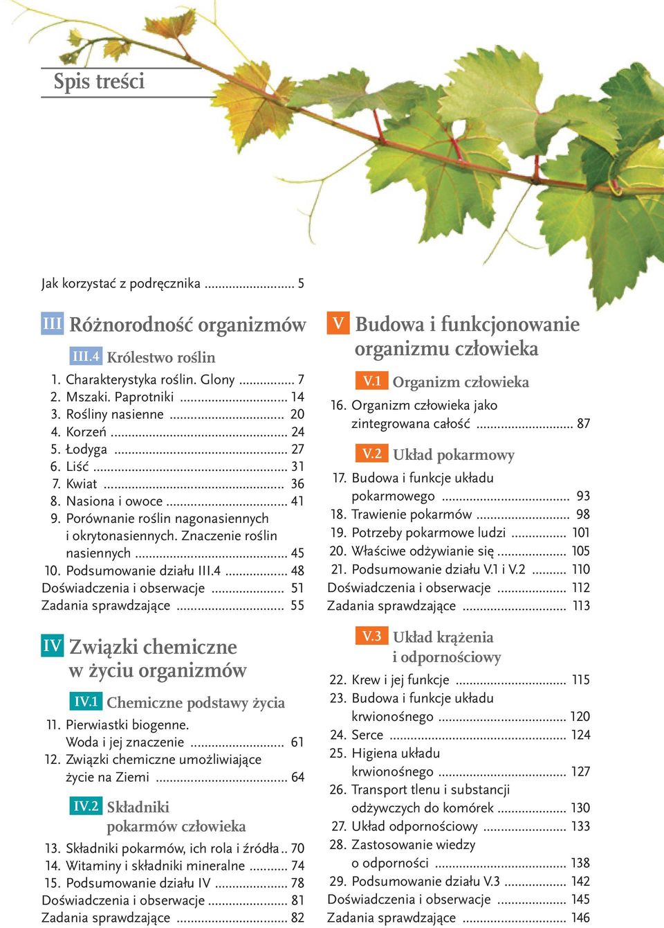 .. 51 Zadania sprawdzające... 55 IV Związki chemiczne w życiu organizmów IV.1 Chemiczne podstawy życia 11. Pierwiastki biogenne. Woda i jej znaczenie... 61 12.
