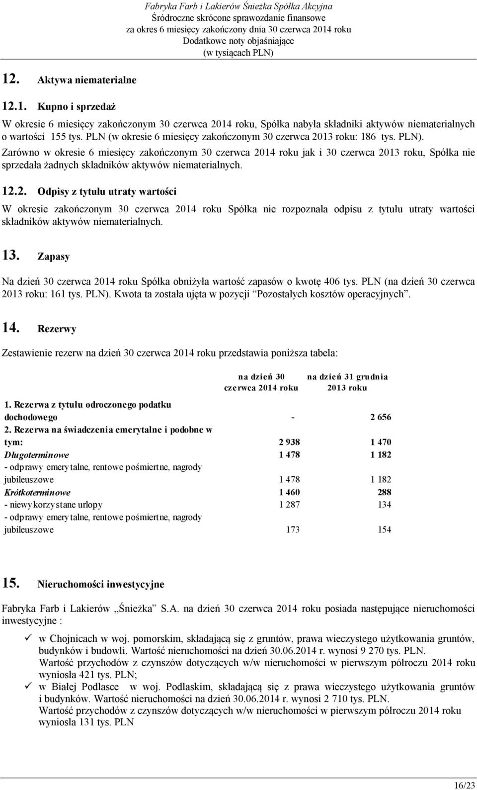 Zarówno w okresie 6 miesięcy zakończonym 30 czerwca 20