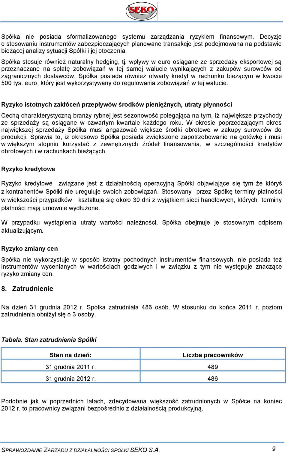 wpływy w euro osiągane ze sprzedaży eksportowej są przeznaczane na spłatę zobowiązań w tej samej walucie wynikających z zakupów surowców od zagranicznych dostawców.