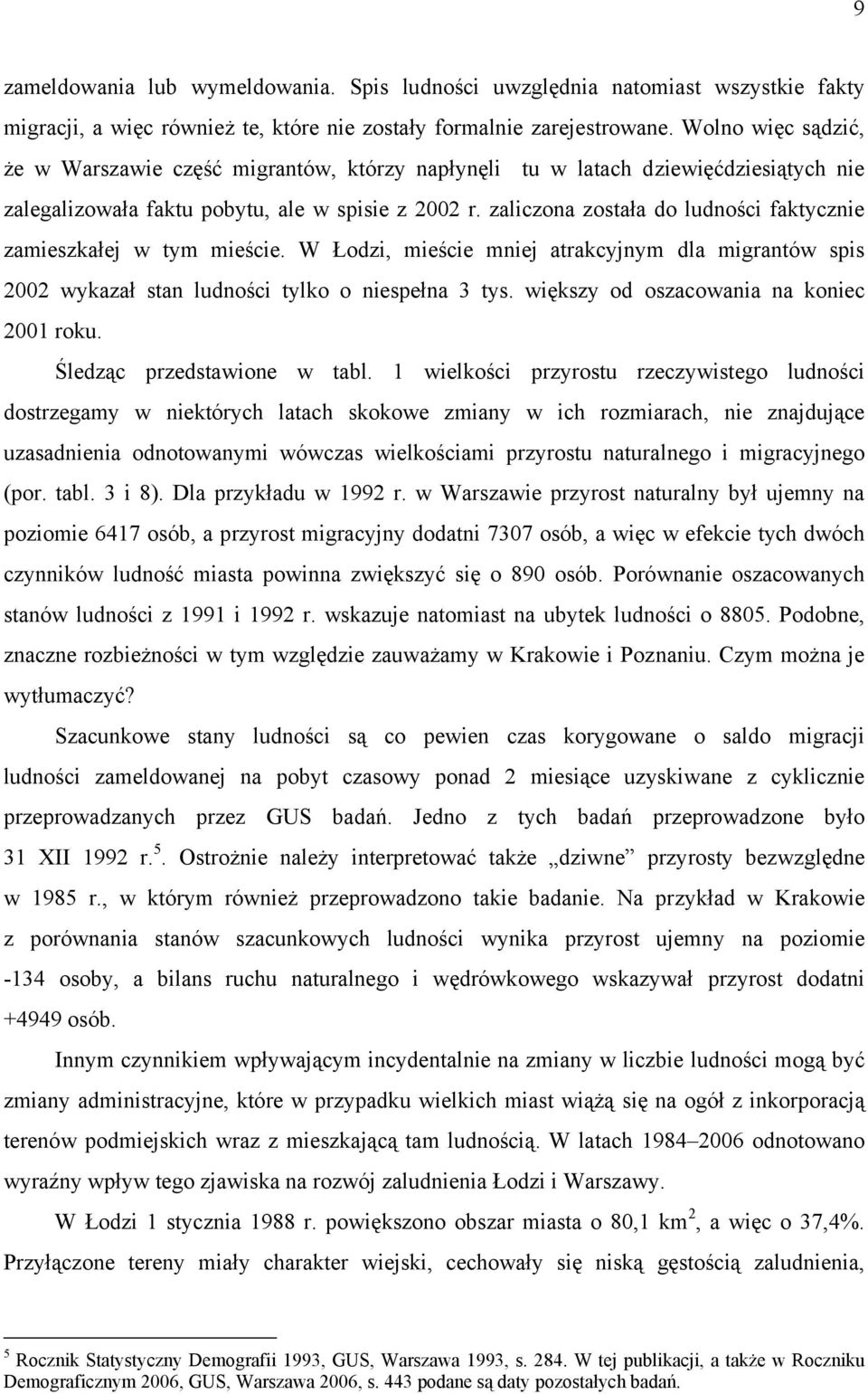 zaliczona została do ludności faktycznie zamieszkałej w tym mieście. W Łodzi, mieście mniej atrakcyjnym dla migrantów spis 2002 wykazał stan ludności tylko o niespełna 3 tys.