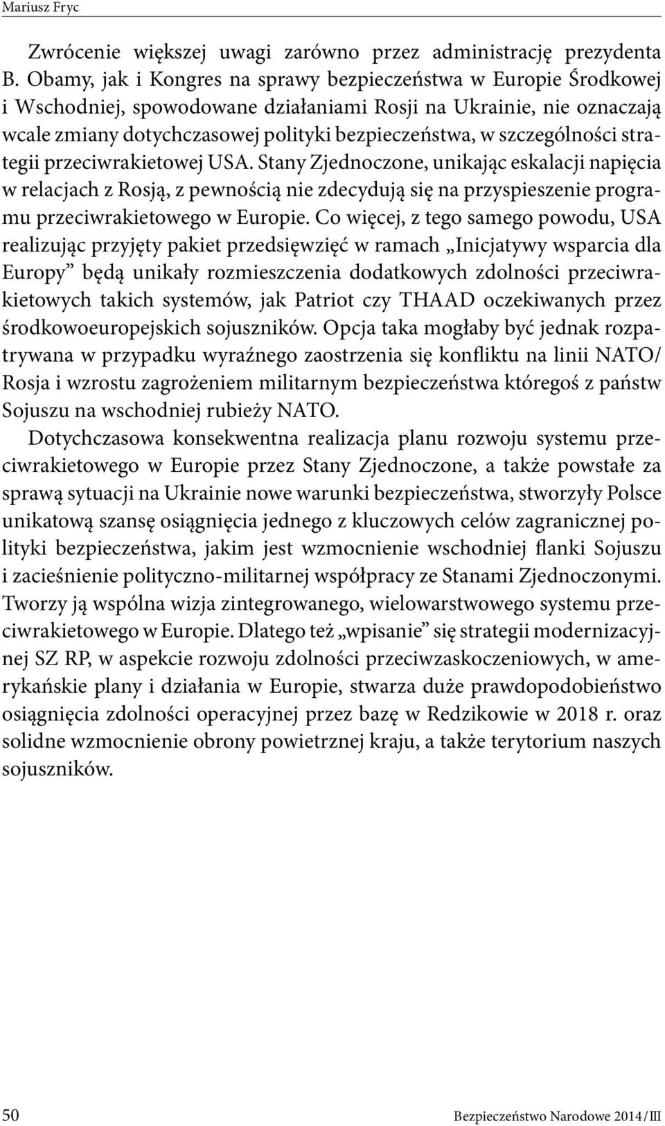 szczególności strategii przeciwrakietowej USA.