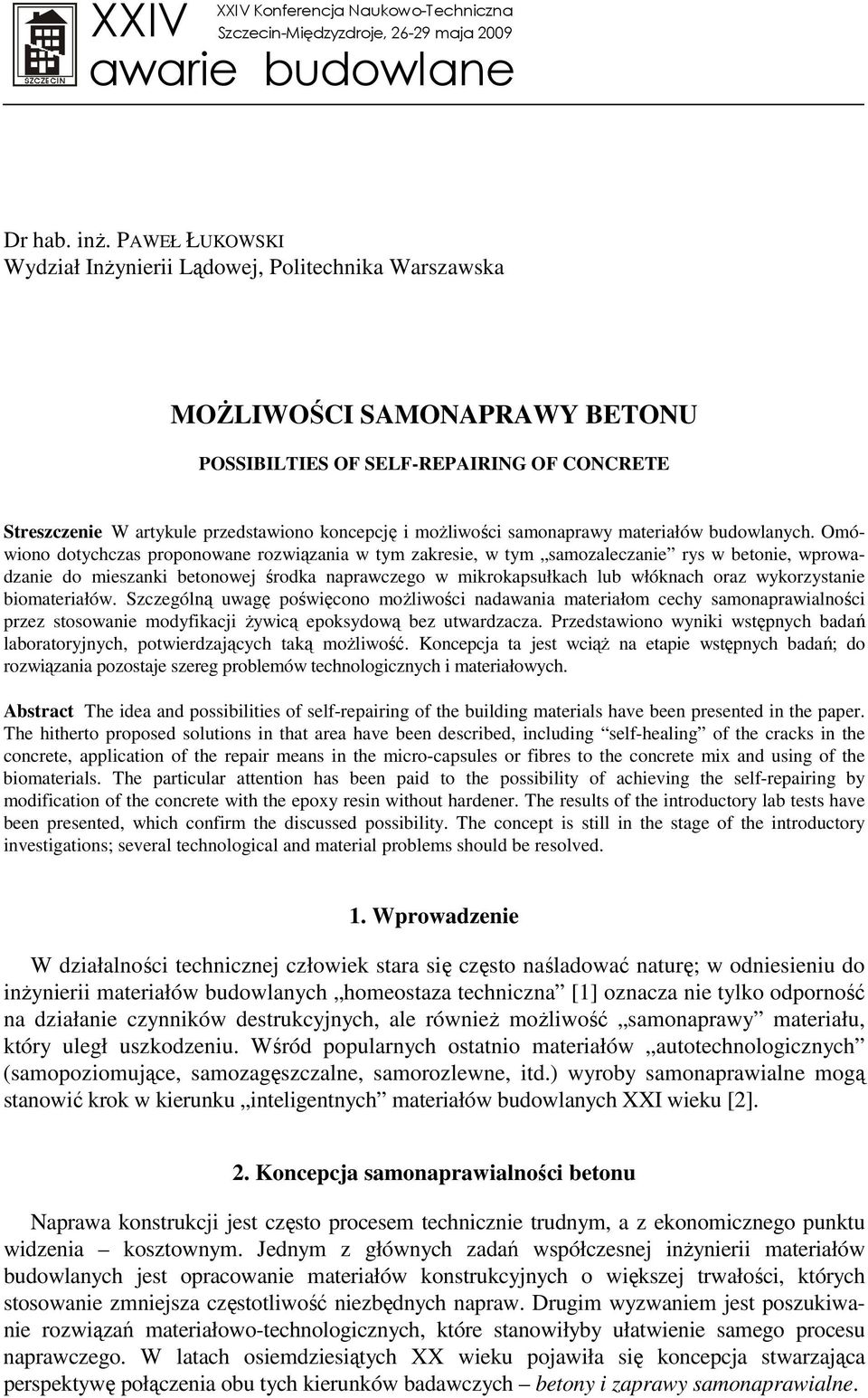 samonaprawy materiałów budowlanych.