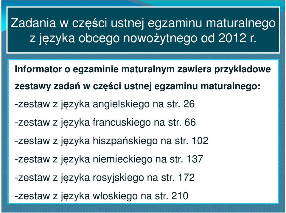 -zestaw z języka angielskiego na str. 26 -zestaw z języka francuskiego na str.