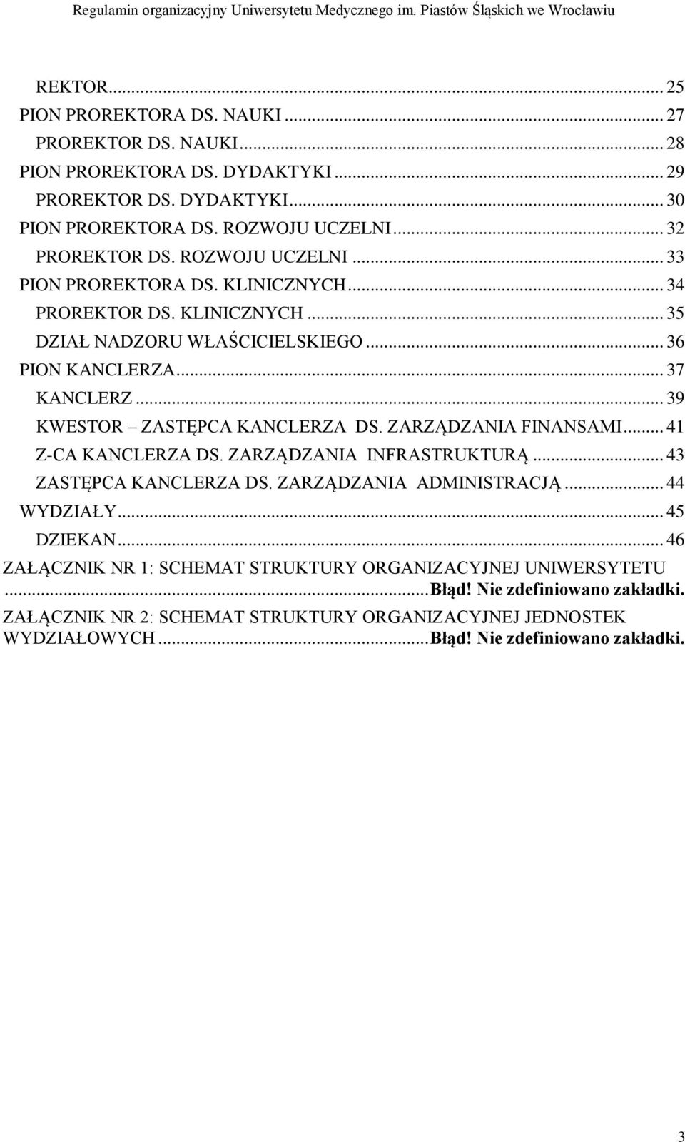 .. 39 KWESTOR ZASTĘPCA KANCLERZA DS. ZARZĄDZANIA FINANSAMI... 41 Z-CA KANCLERZA DS. ZARZĄDZANIA INFRASTRUKTURĄ... 43 ZASTĘPCA KANCLERZA DS. ZARZĄDZANIA ADMINISTRACJĄ... 44 WYDZIAŁY.