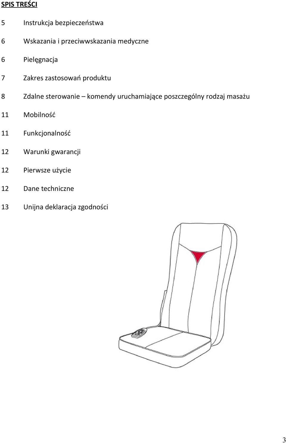 komendy uruchamiające poszczególny rodzaj masażu 11 Mobilność 11