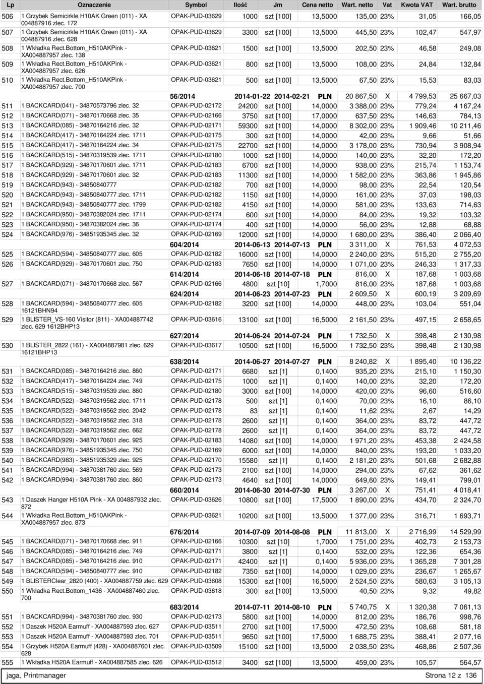 Bottom_H510AKPink - OPAK-PUD-03621 1500 szt [100] 13,5000 202,50 23% 46,58 249,08 XA004887957 zlec. 138 509 1 Wkładka Rect.