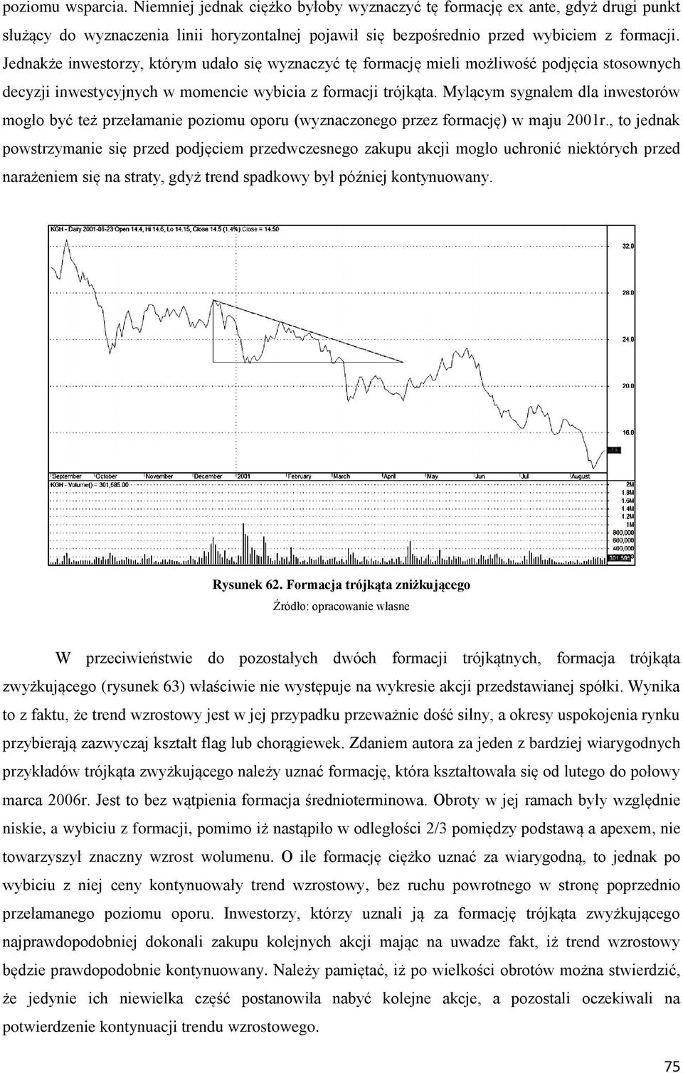 Mylącym sygnałem dla inwestorów mogło być też przełamanie poziomu oporu (wyznaczonego przez formację) w maju 2001r.