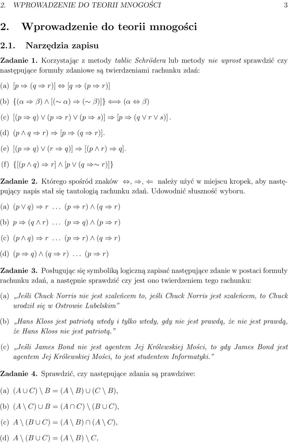 Podstawy Matematyki Dla Informatykow Janusz J Szuster Zadania Z Logiki I Teorii Mnogosci Pdf Free Download