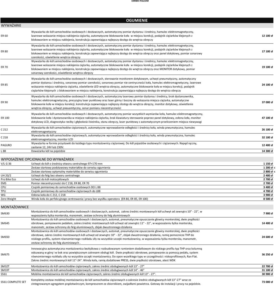 Wyważarka do kół samochodów osobowych i dostawczych, automatyczny pomiar dystansu i średnicy, hamulec elektromagnetyczny, laserowe wskazanie miejsca  oraz panel dotykowy, pomiar sonarowy szerokości,