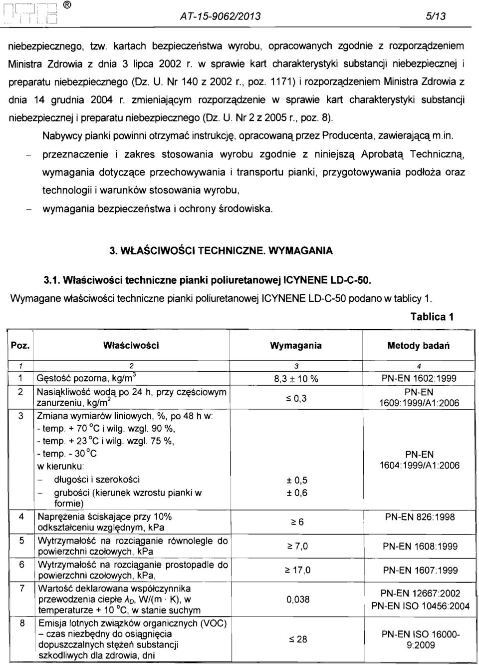 zmieniajctcym rozporzctdzenie w sprawie kart charakterystyki substancji niebezpiecznej i preparatu niebezpiecznego (Oz. U. Nr 2 z 2005 r., poz. 8).