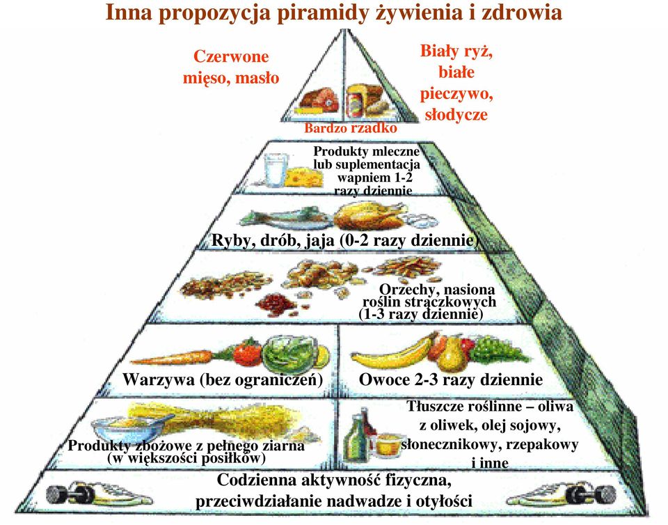 razy dziennie) Warzywa (bez ograniczeń) Produkty zboŝowe z pełnego ziarna (w większości posiłków) Owoce 2-3 razy dziennie