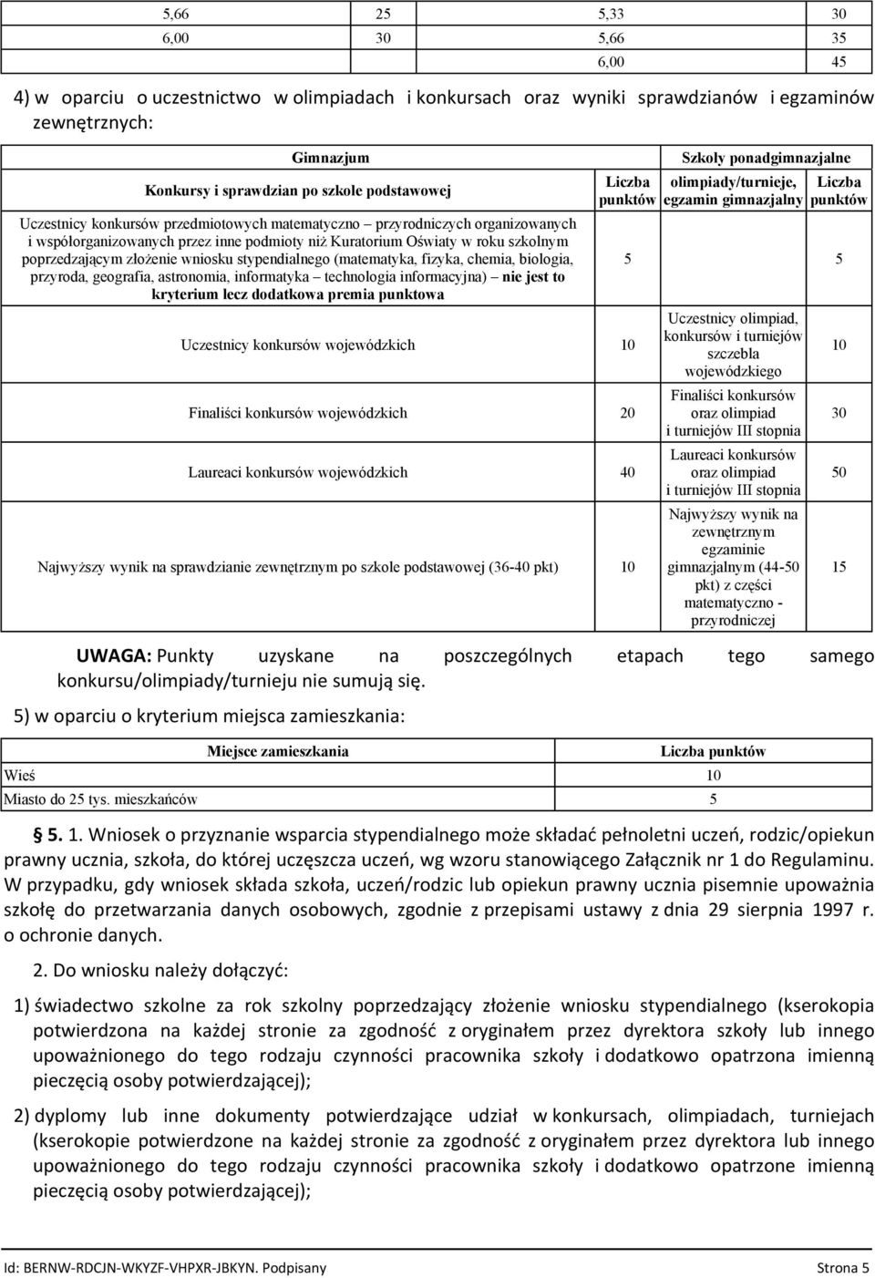 stypendialnego (matematyka, fizyka, chemia, biologia, przyroda, geografia, astronomia, informatyka technologia informacyjna) nie jest to kryterium lecz dodatkowa premia punktowa Uczestnicy konkursów