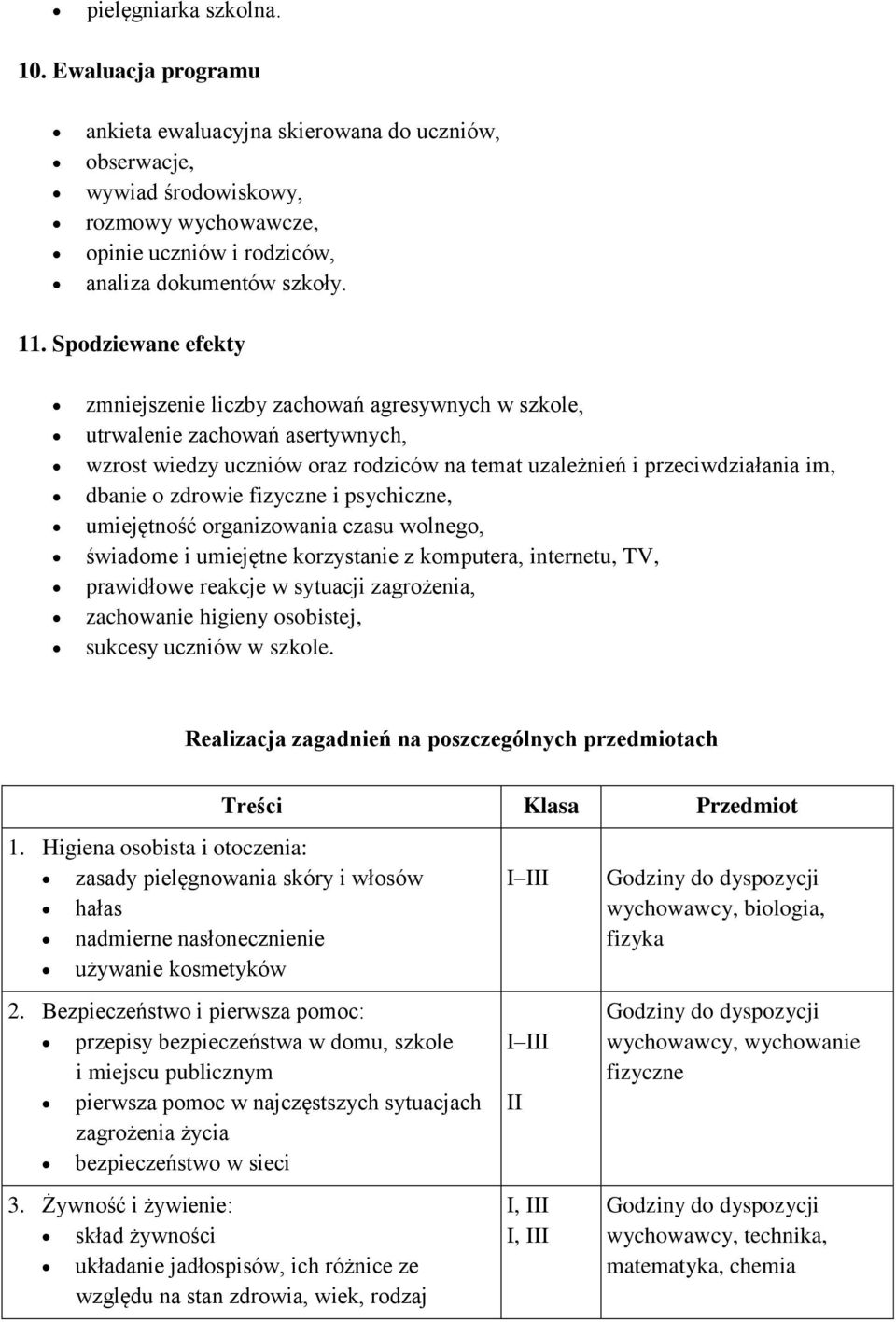fizyczne i psychiczne, umiejętność organizowania czasu wolnego, świadome i umiejętne korzystanie z komputera, internetu, TV, prawidłowe reakcje w sytuacji zagrożenia, zachowanie higieny osobistej,