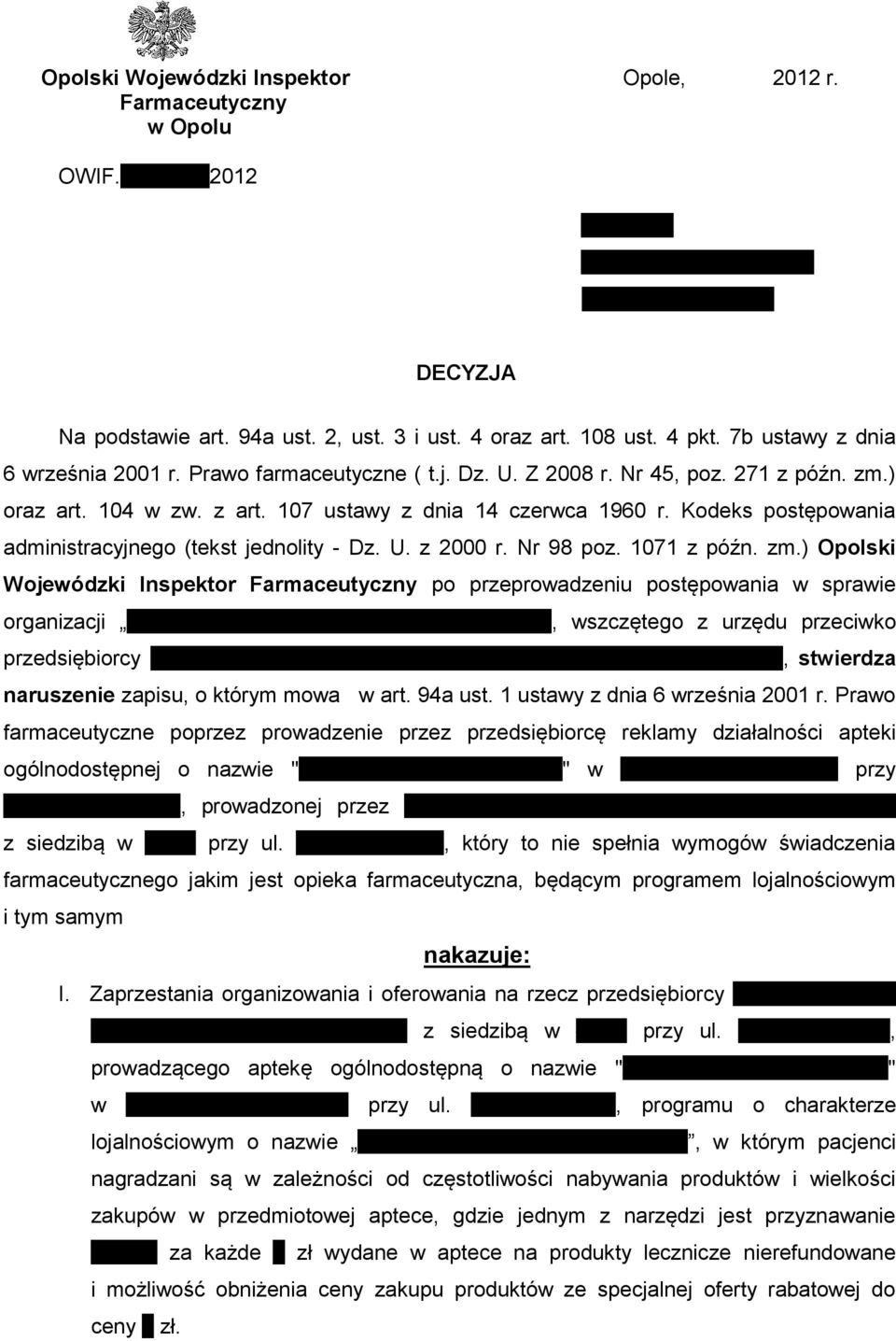 Kodeks postępowania administracyjnego (tekst jednolity - Dz. U. z 2000 r. Nr 98 poz. 1071 z późn. zm.