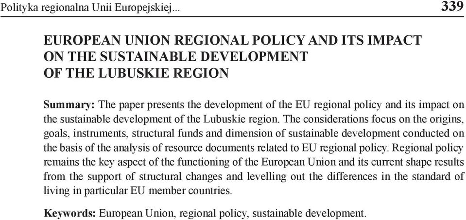 sustainable development of the Lubuskie region.