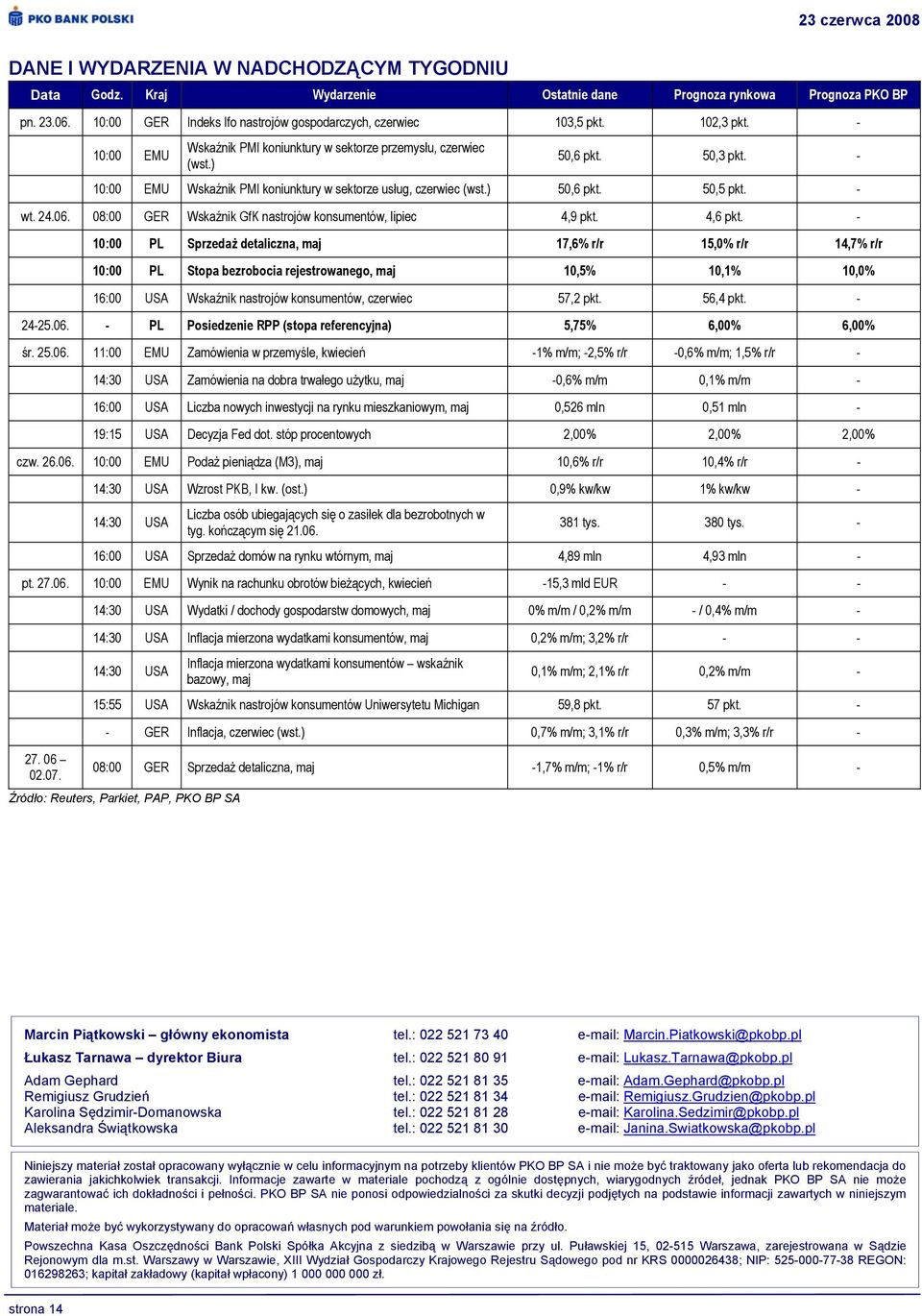 - wt. 24.06. 08:00 GER Wskaźnik GfK nastrojów konsumentów, lipiec 4,9 pkt. 4,6 pkt.