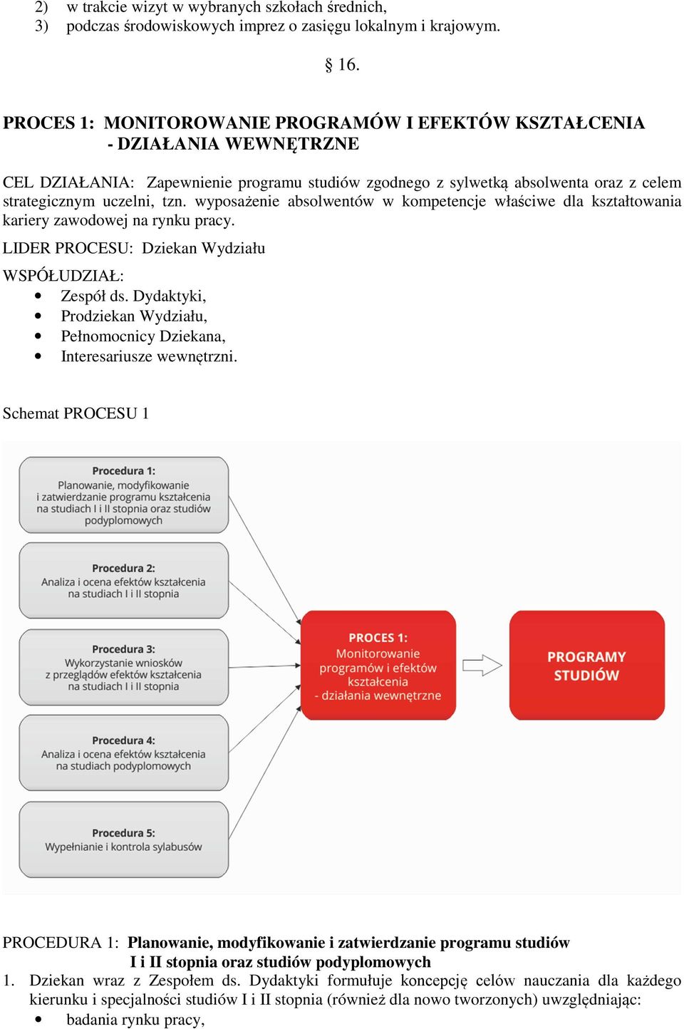 wyposażenie absolwentów w kompetencje właściwe dla kształtowania kariery zawodowej na rynku pracy. LIDER PROCESU: Dziekan Wydziału WSPÓŁUDZIAŁ: Zespół ds.