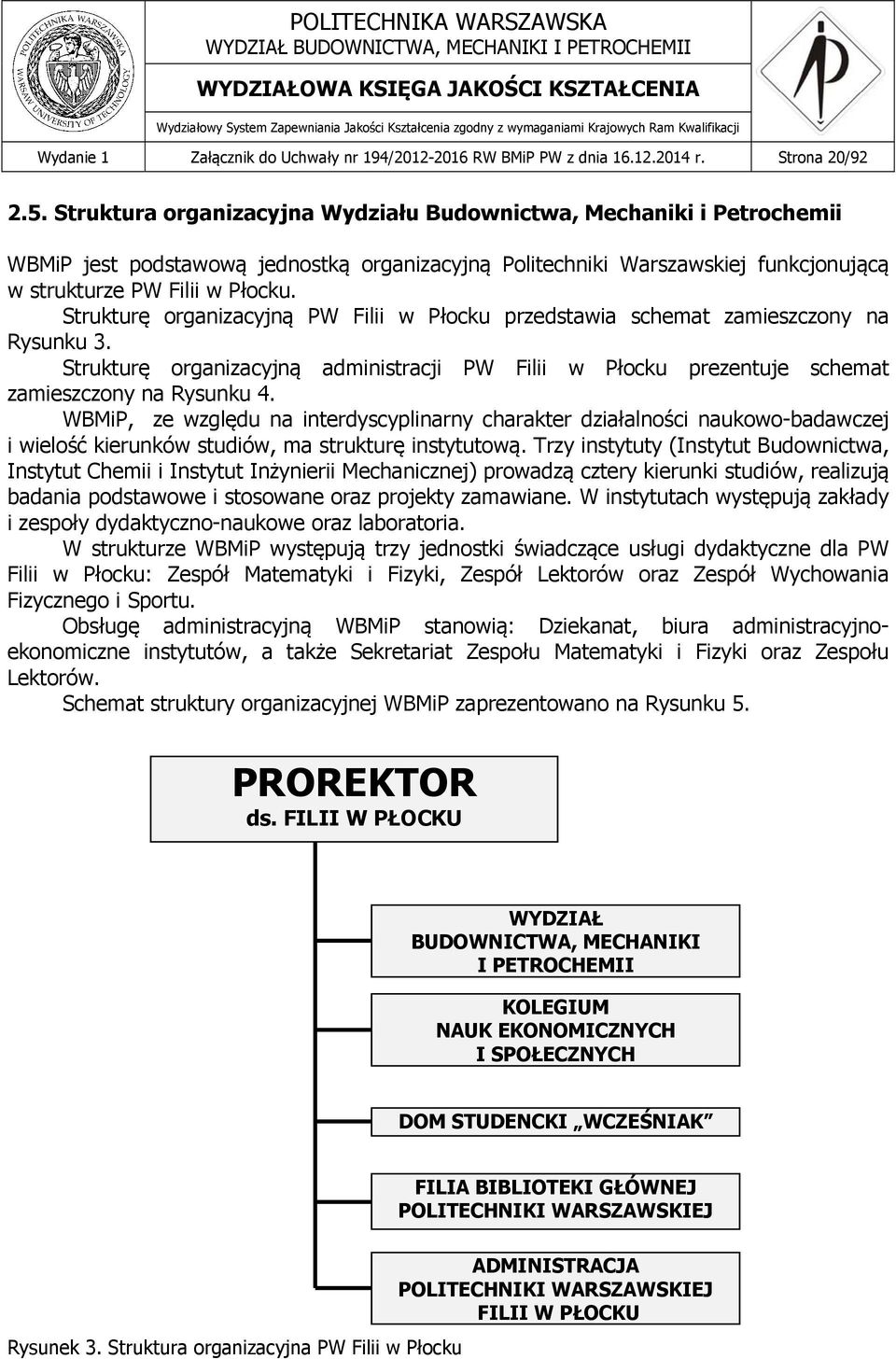 Strukturę organizacyjną PW Filii w Płocku przedstawia schemat zamieszczony na Rysunku 3. Strukturę organizacyjną administracji PW Filii w Płocku prezentuje schemat zamieszczony na Rysunku 4.