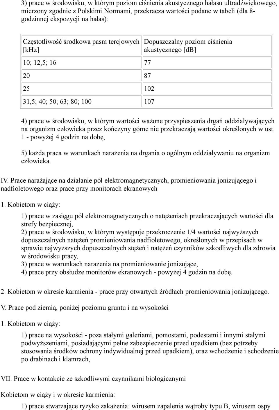 przyspieszenia drgań oddziaływających na organizm człowieka przez kończyny górne nie przekraczają wartości określonych w ust.